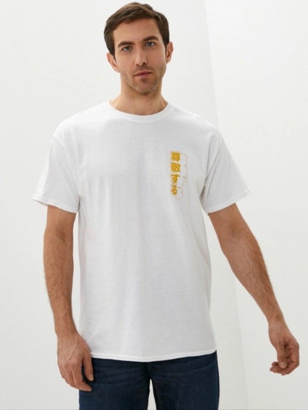 Topman Men- S White Short Sleeve Japanese Graphic tee